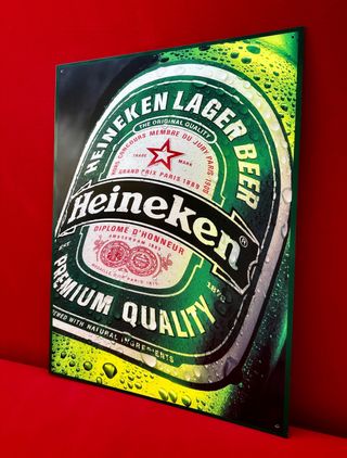 CERVEZA HEINEKEN / CUADRO / ALUMINIO / AÑOS 90