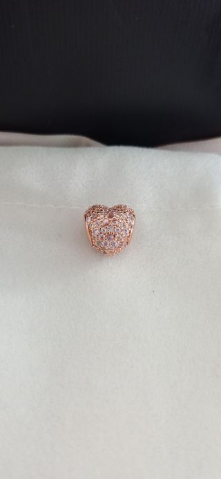 Charm corazón plata rosa y pavé