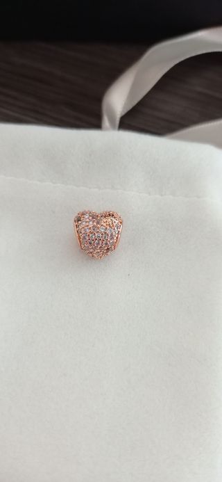 Charm corazón plata rosa y pavé