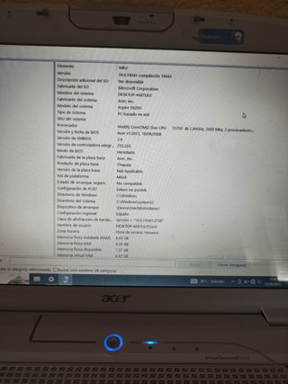 Portátil Acer Aspire 5920