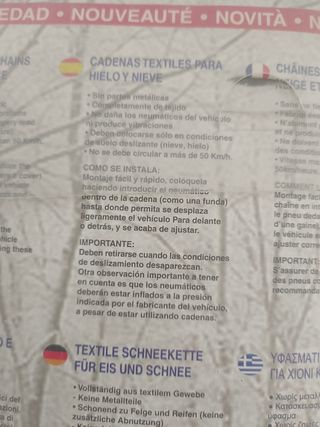 Cadenas textiles para hielo y nieve