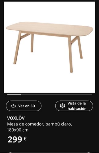 mesa comedor Bambu y 6 sillas