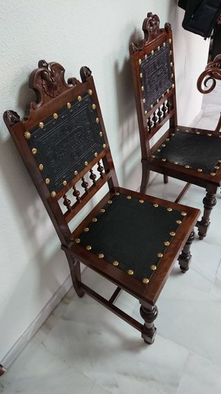 Mesa y sillas de despacho siglo XIX