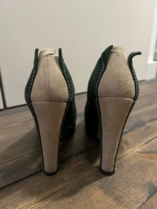 Zapatos Pin Up Ante Verde/Beig
