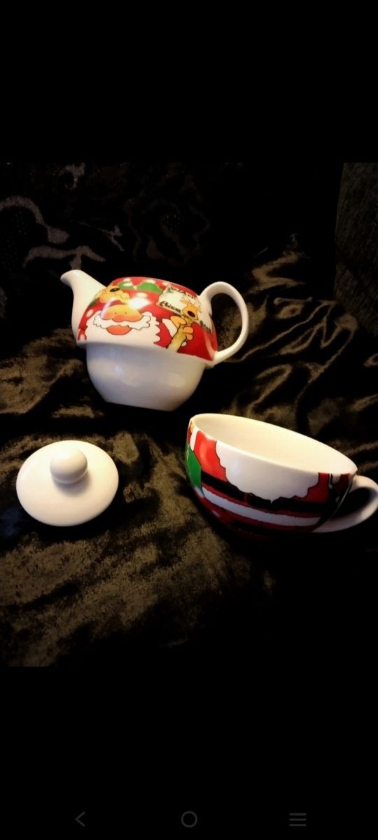 Juego de té single. Navideño