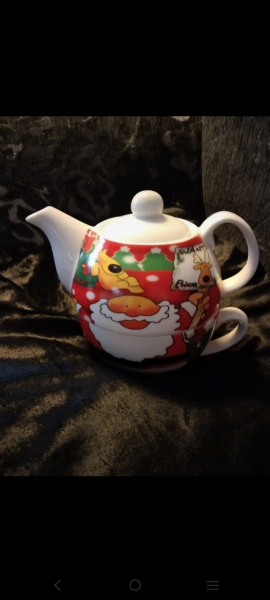 Juego de té single. Navideño