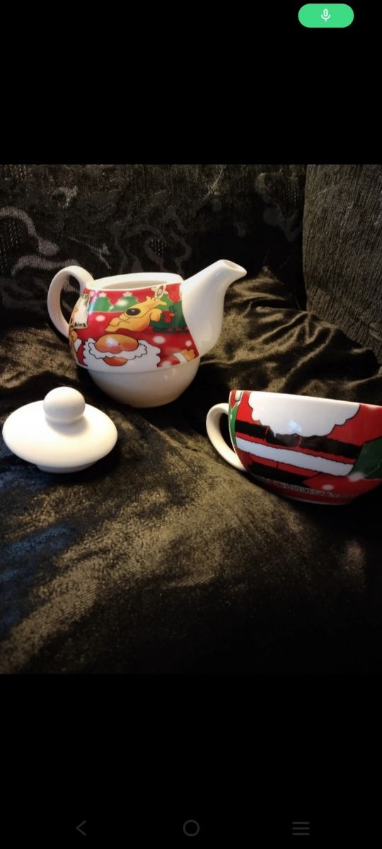 Juego de té single. Navideño