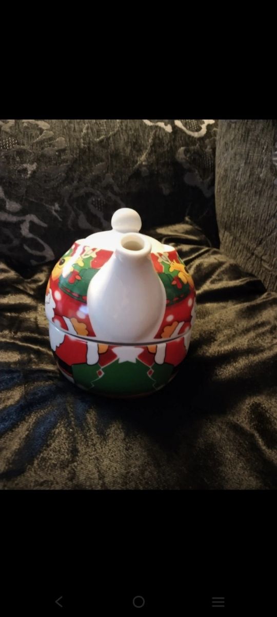 Juego de té single. Navideño