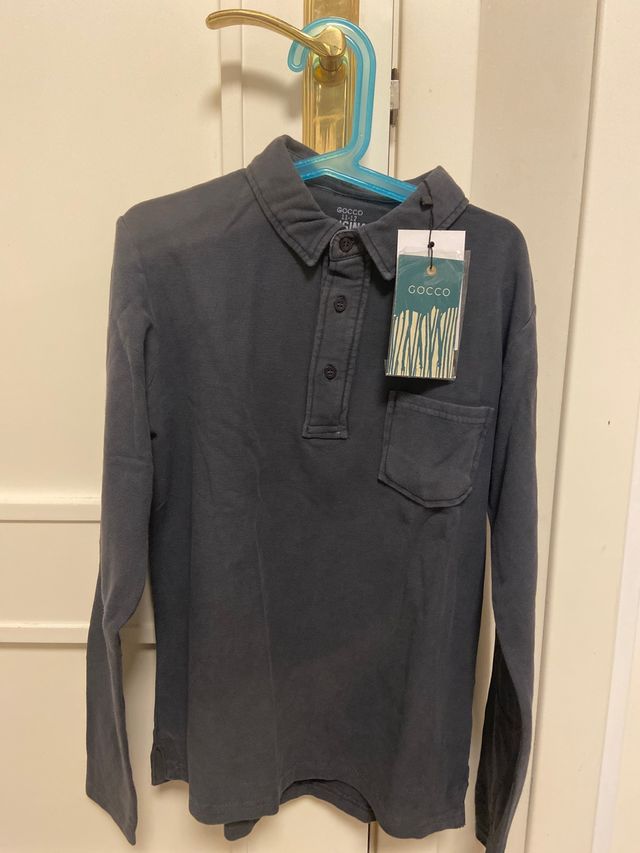 Polo manga larga niño . Azul . Gocco. talla 11-12