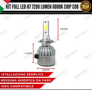 KIT FULL LED H7 7200 LUMEN 6000K BIANCO NO ERRORE
