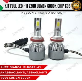 KIT FULL LED H11 7200 LUMEN 6000K BIANCO NOERRORE