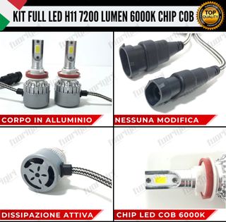 KIT FULL LED H11 7200 LUMEN 6000K BIANCO NOERRORE