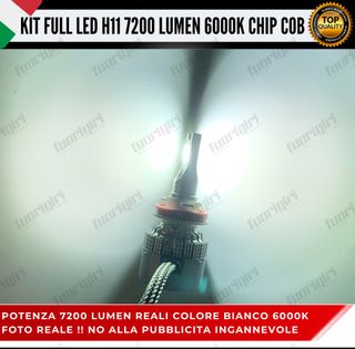 KIT FULL LED H11 7200 LUMEN 6000K BIANCO NOERRORE