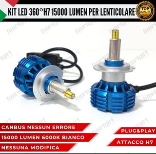 KIT LED H7 360° 15000L CANBUS FARI LENTICOLARI