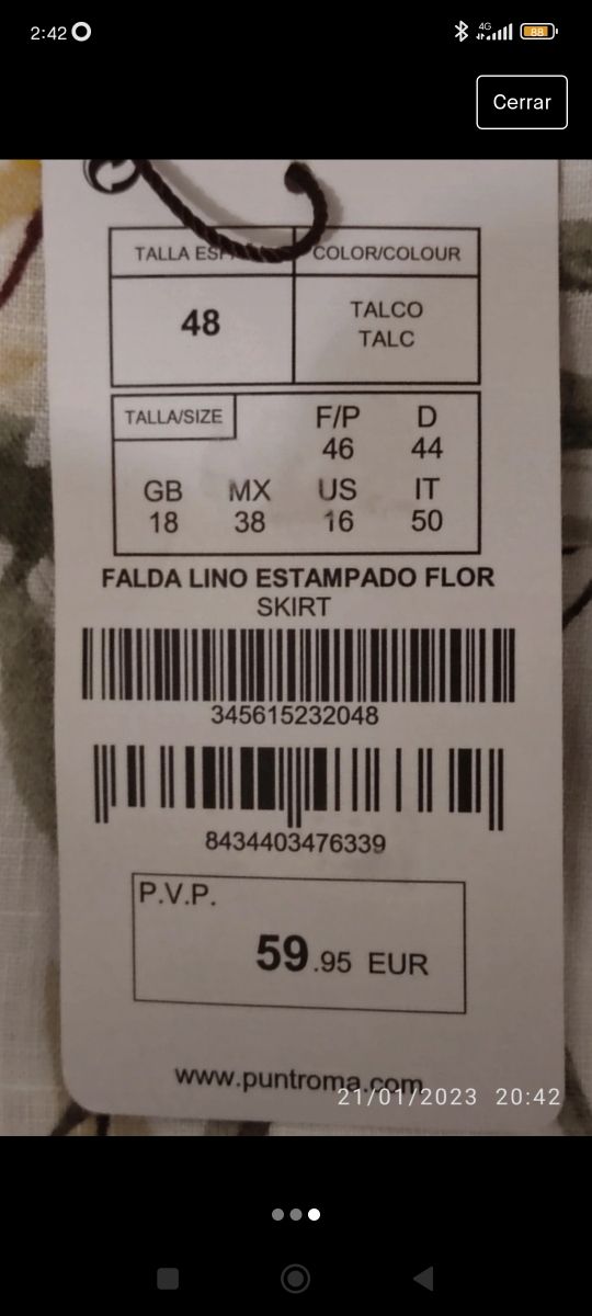 Falda floral de punto roma