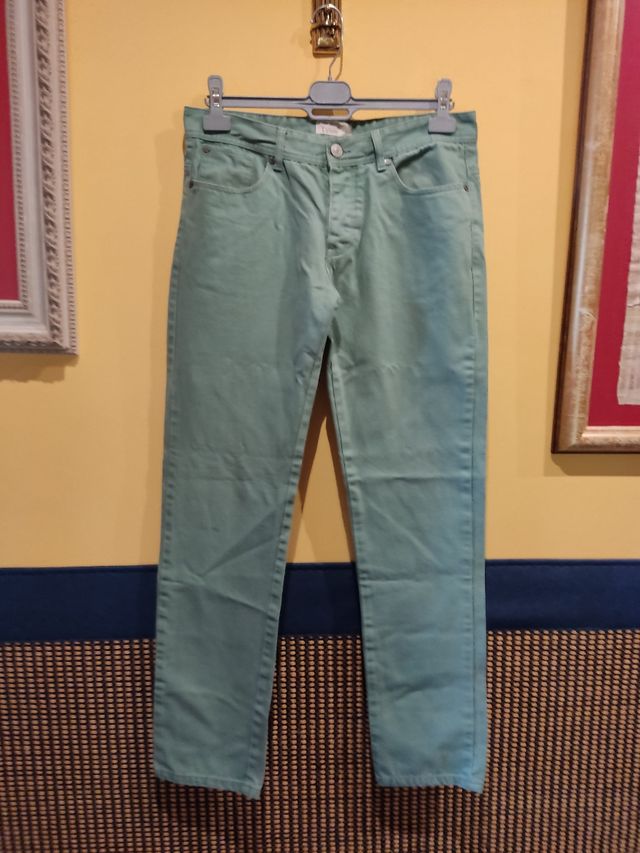Pantalón vaquero de algodón verde claro 