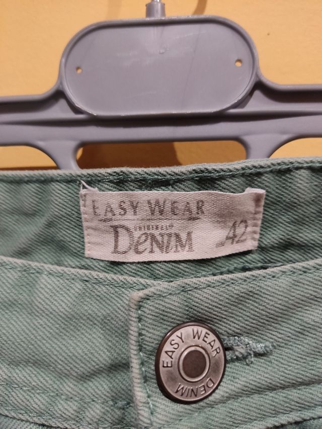 Pantalón vaquero de algodón verde claro 