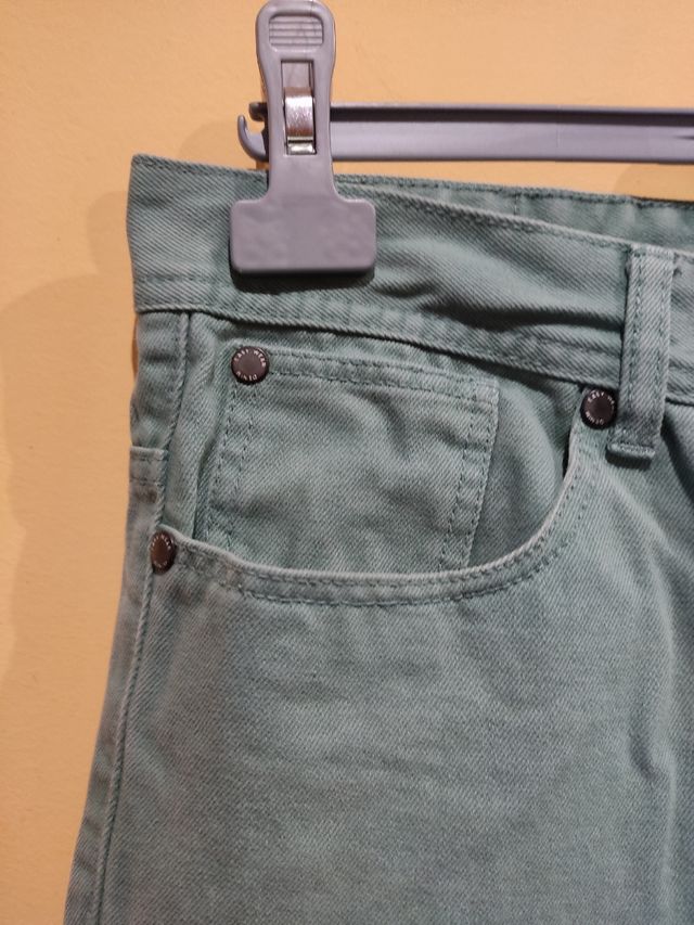 Pantalón vaquero de algodón verde claro 