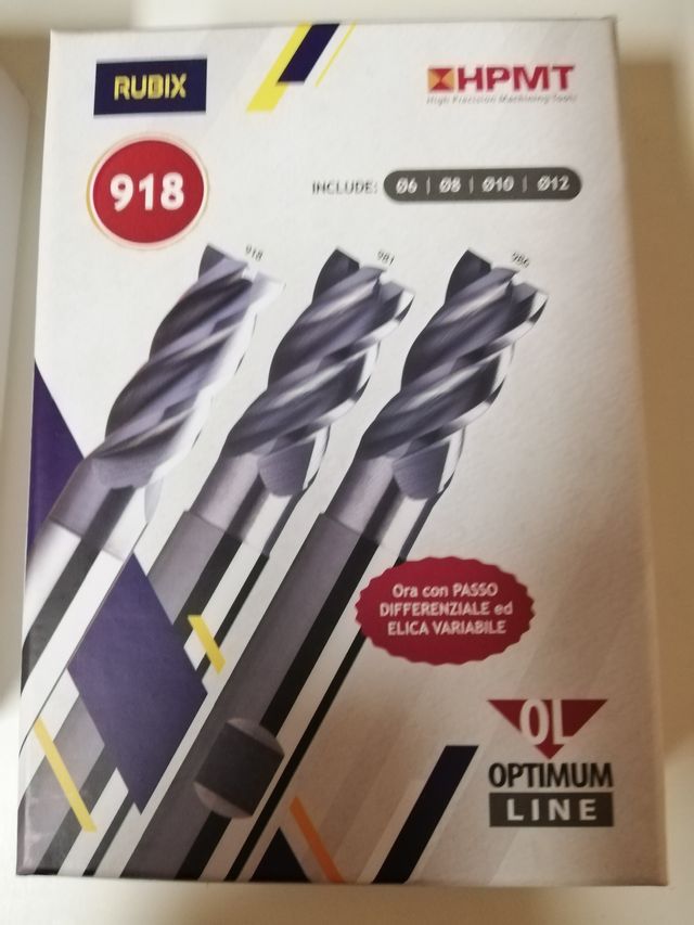 Kit frese HPMT metallo duro, mod. 918 , 4 tagli