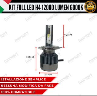 KIT FULL LED H4 12000 LUMEN CANBUS 6000K NOERROR