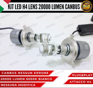 KIT LED H4 LENS 20000 LUMEN LENTICOLARE CANBUS