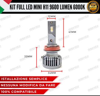 KIT LED H11 9600 LUMEN 55W 6000K CANBUS