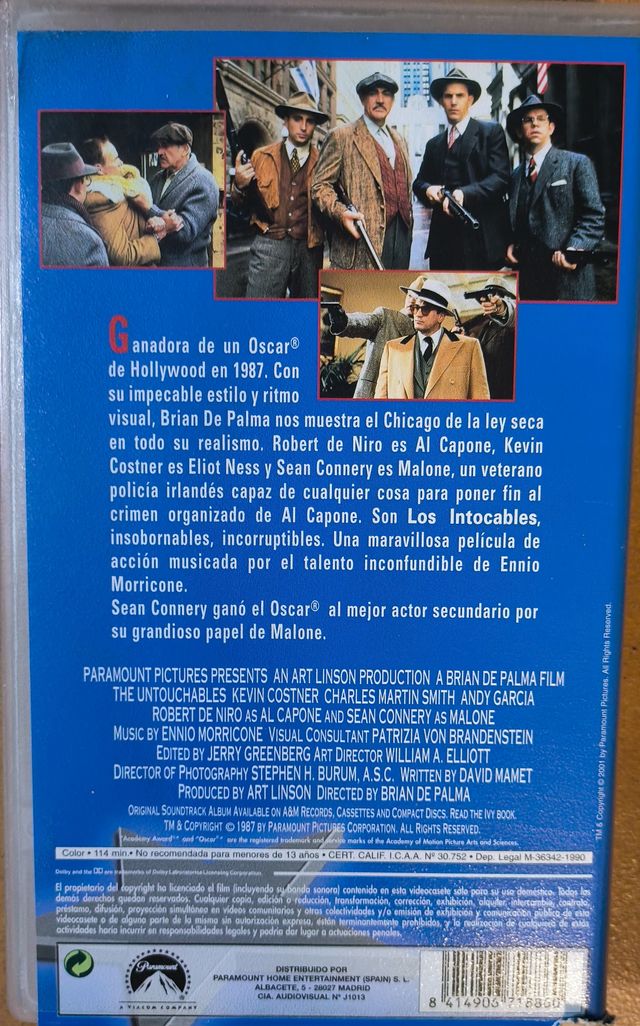 Los intocables de Eliot Ness VHS