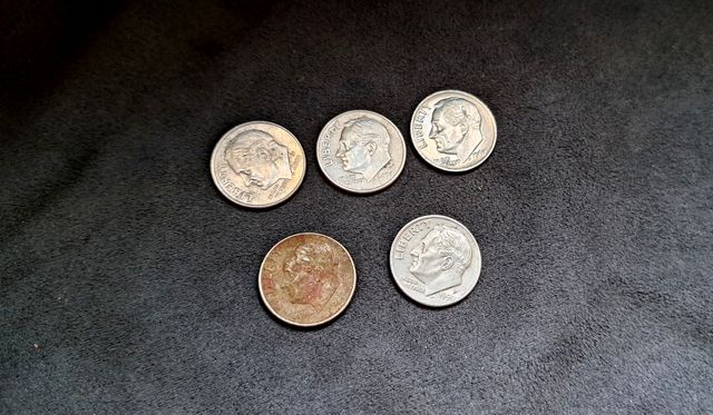 Lote de 5 Dimes (10 Centavos) USA - P y D