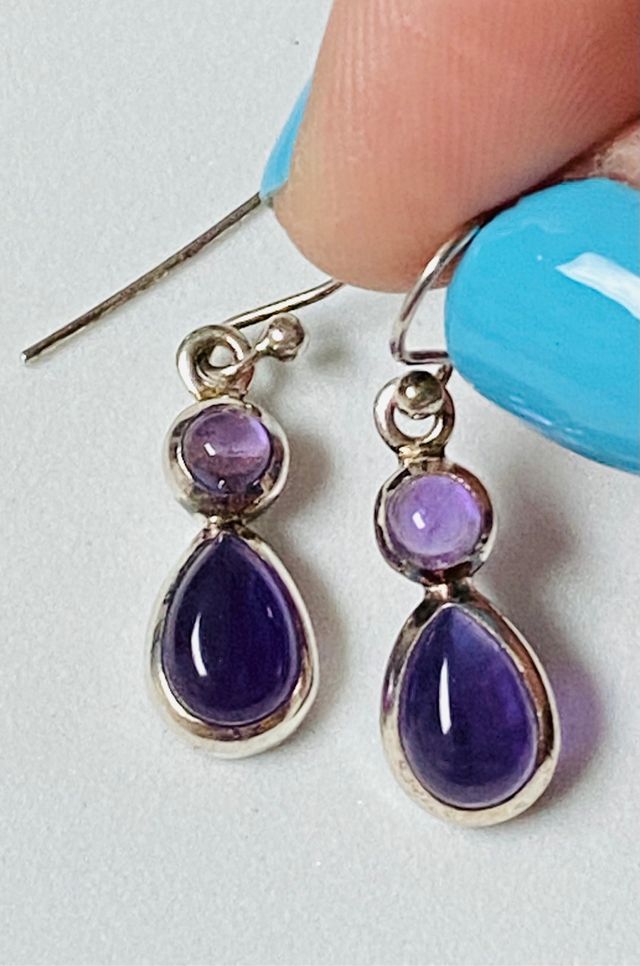Pendientes con amatistas en plata de ley 925