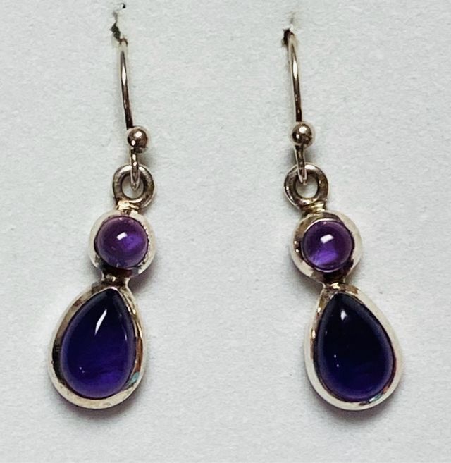 Pendientes con amatistas en plata de ley 925