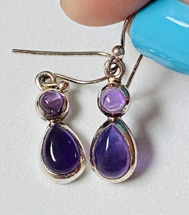 Pendientes con amatistas en plata de ley 925