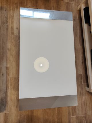 Mesa de centro elevable de cristal blanco