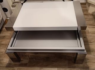 Mesa de centro elevable de cristal blanco