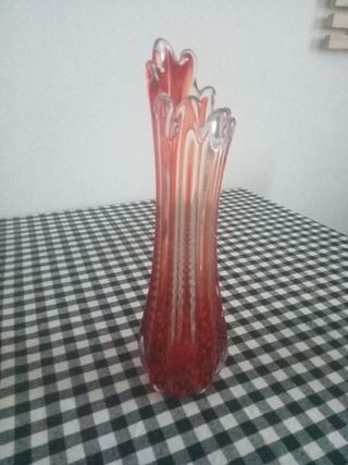 Juego de florero y cenicero cristal murano