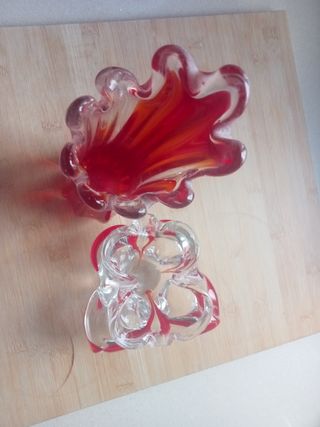 Juego de florero y cenicero cristal murano
