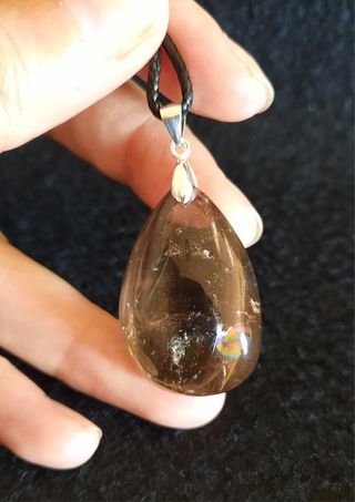 Colgante de Cuarzo Ahumado con Arcoiris