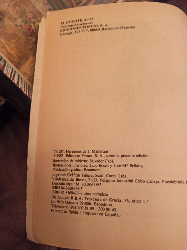 Novela de 1983 El Coyote, perfecto estado comeccio