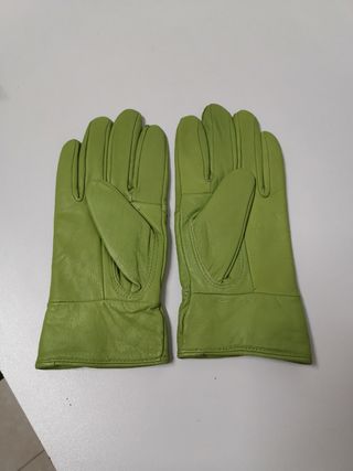 Guantes de mujer de cuero verdes