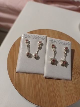 Pendientes metal plateado