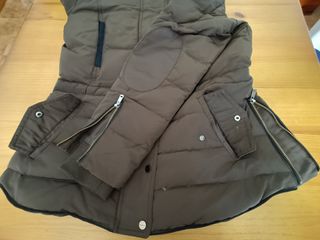 Anorak plumas capucha pelo Kaki Oliva (mujer)