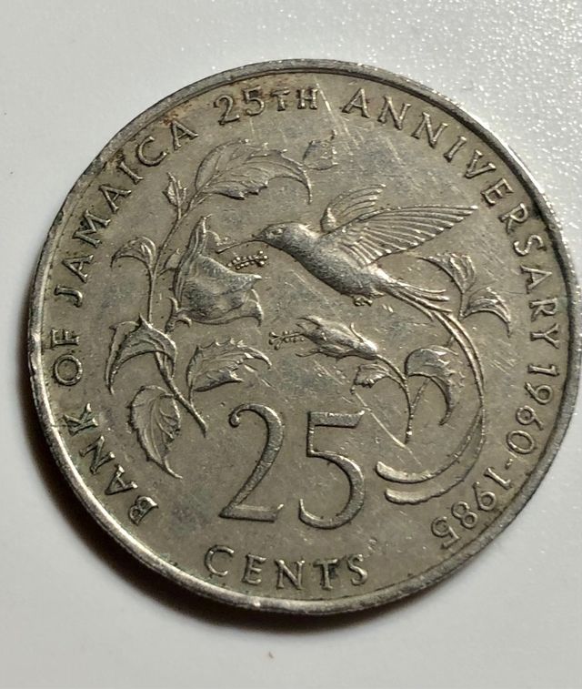 Moneta Jamaica 25 cents del 1985