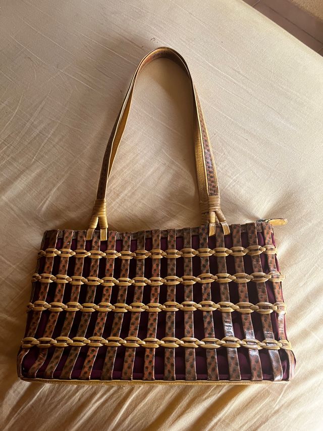 bolso  color granate y mostaza