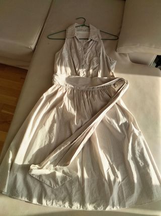 Vestido beig de rayas 