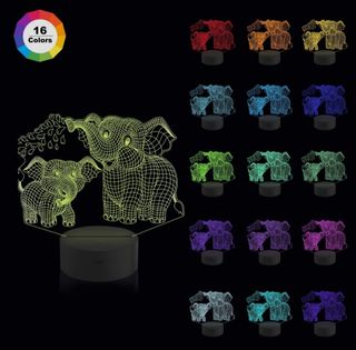 Lámpara nocturna 3D Elefante multicolor.