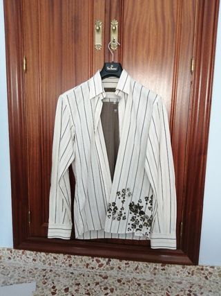 Traje hombre marrón raya diplomática