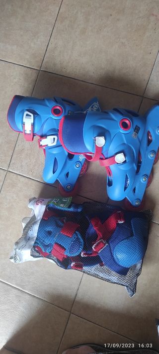 Patines en línea y protecciónes sin abri