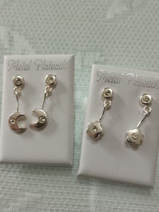 Pendientes metal plateado
