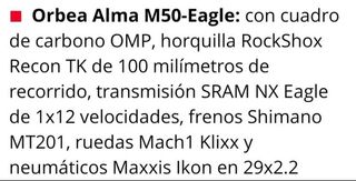 Bicicleta Orbea Alma carbono mtb