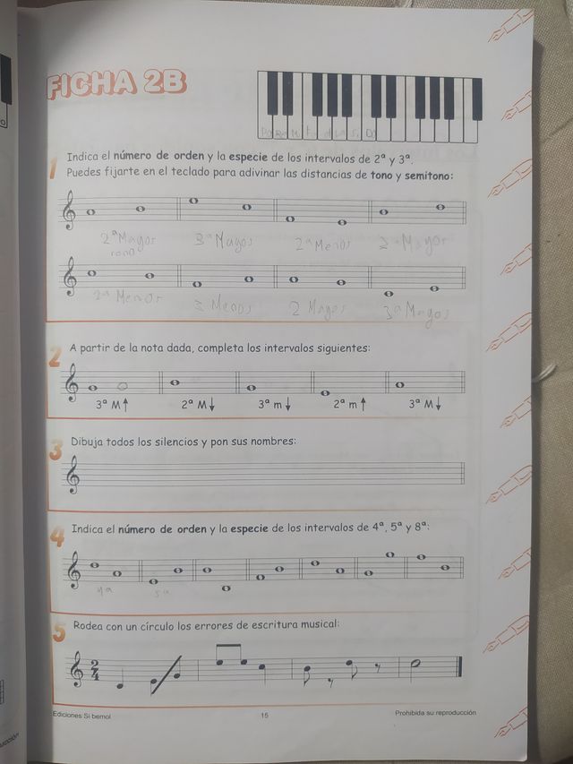 Teoría del lenguaje musical 2 y fichas de ejercici de segunda mano por