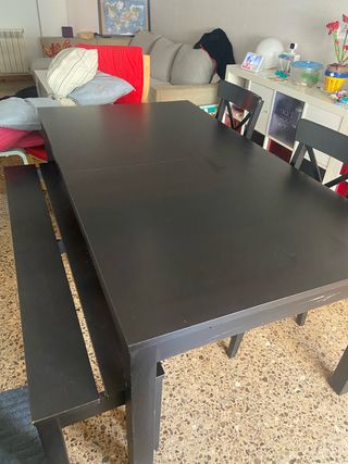mesa comedor extensible+2 sillas+banco regalo
